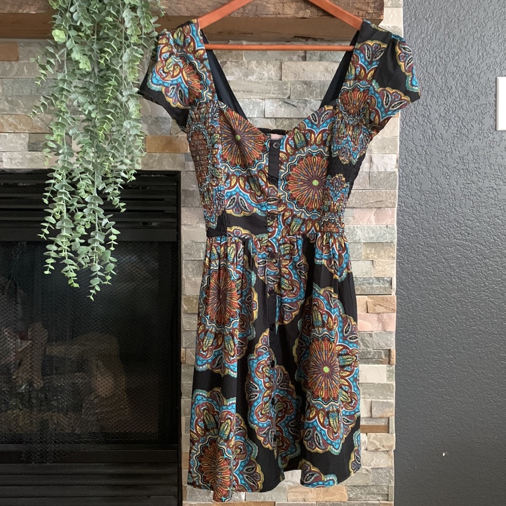 Band of Gypsies Dress, Boho, Button Detail down the front, Size M